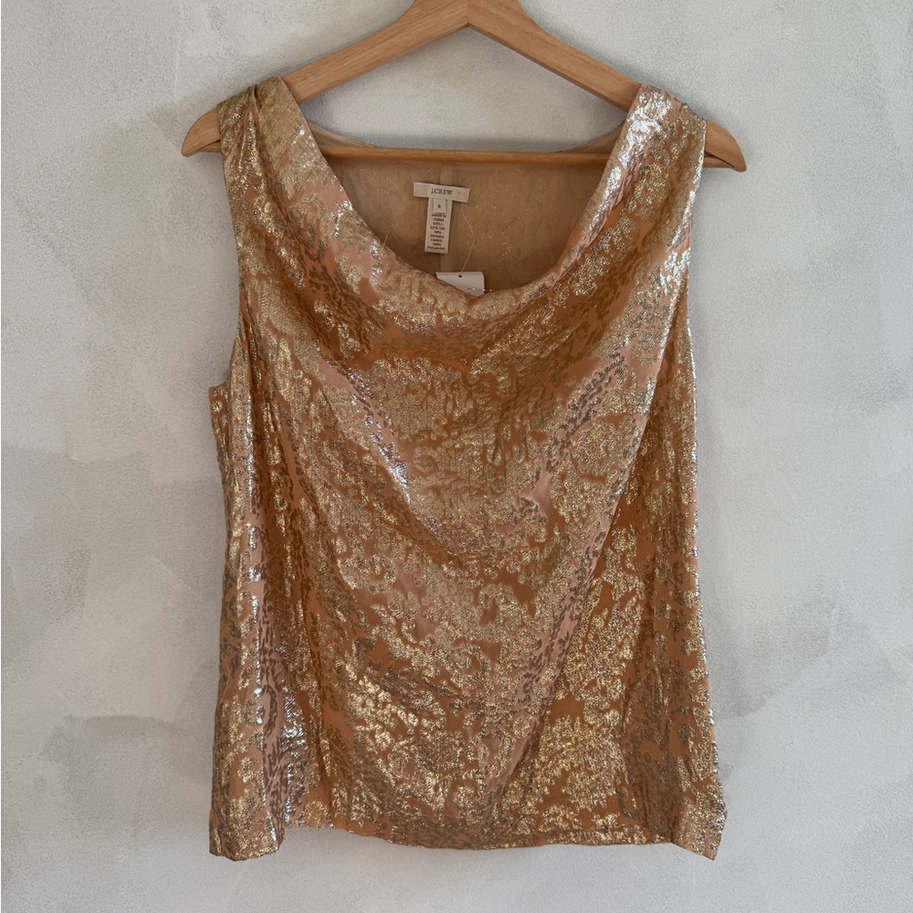J. Crew - Metallic Gold Sequin Tank Top - Size 8 (NWT)